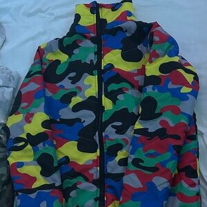 Source Unknown Multicolor Camo Kids Puffer Jacket